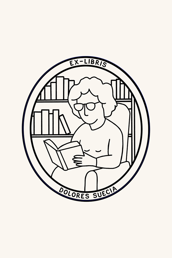 Dibujo de una abuela leyendo en un sillón