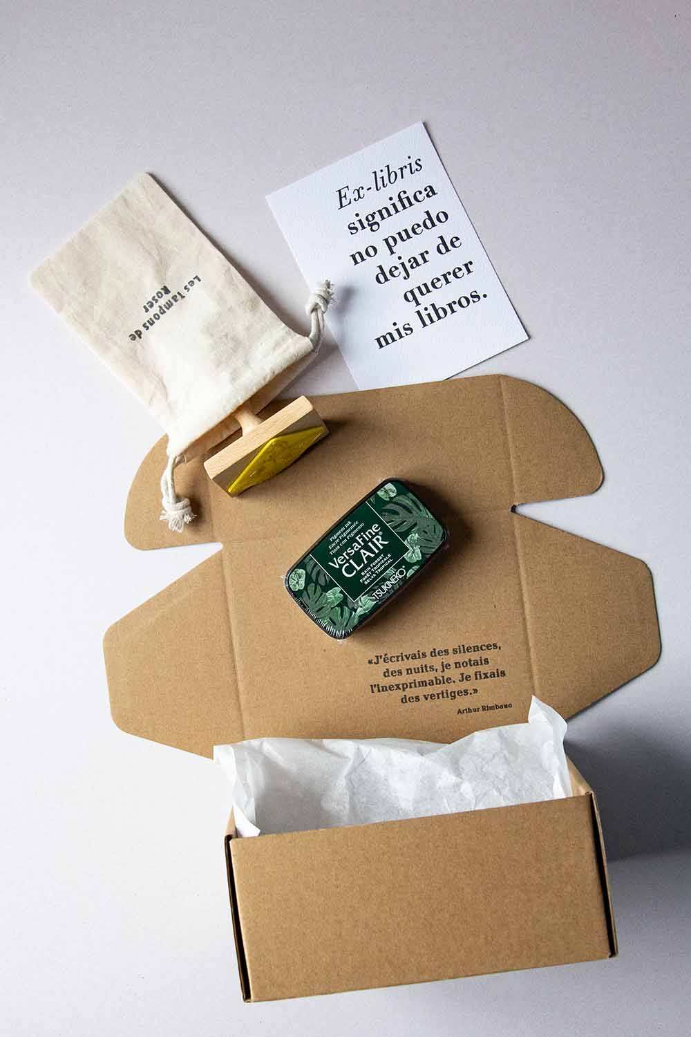 Envoltorio ex-libris lectora con libro abierto