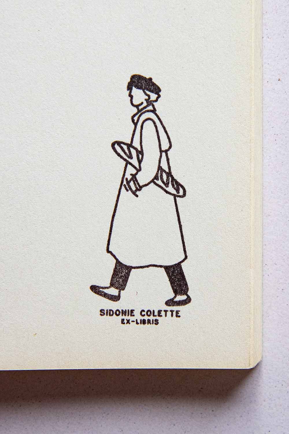 Portadilla de libro estampada con una persona paseando con una baguette bajo el brazo