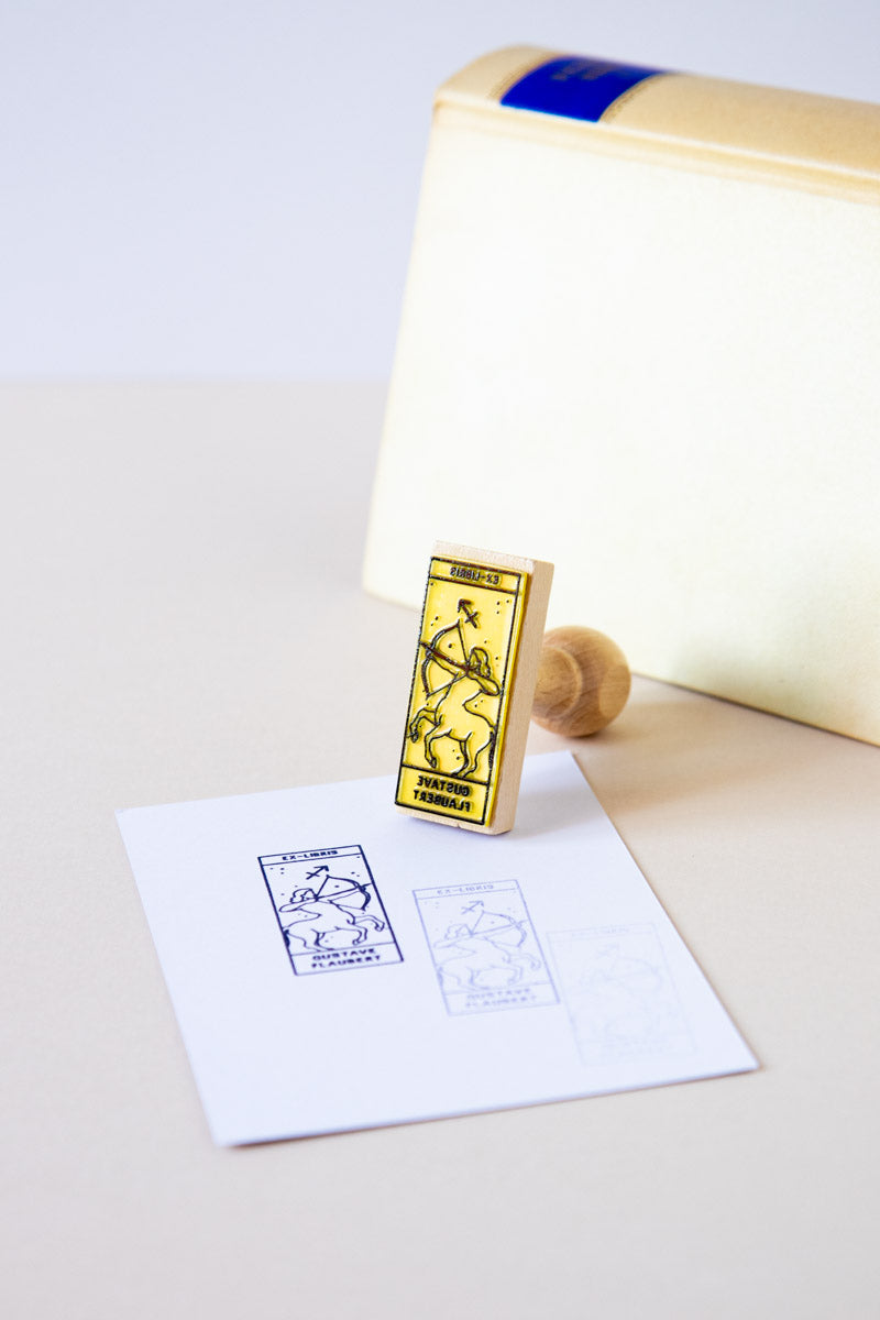 Sello ex-libris con signo del zodiaco sagitario