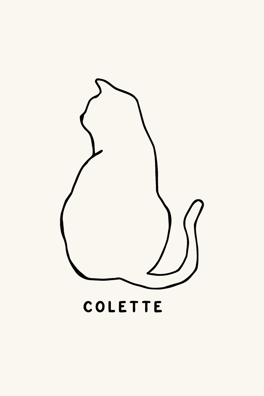 Dibujo de un gato sentado de espaldas