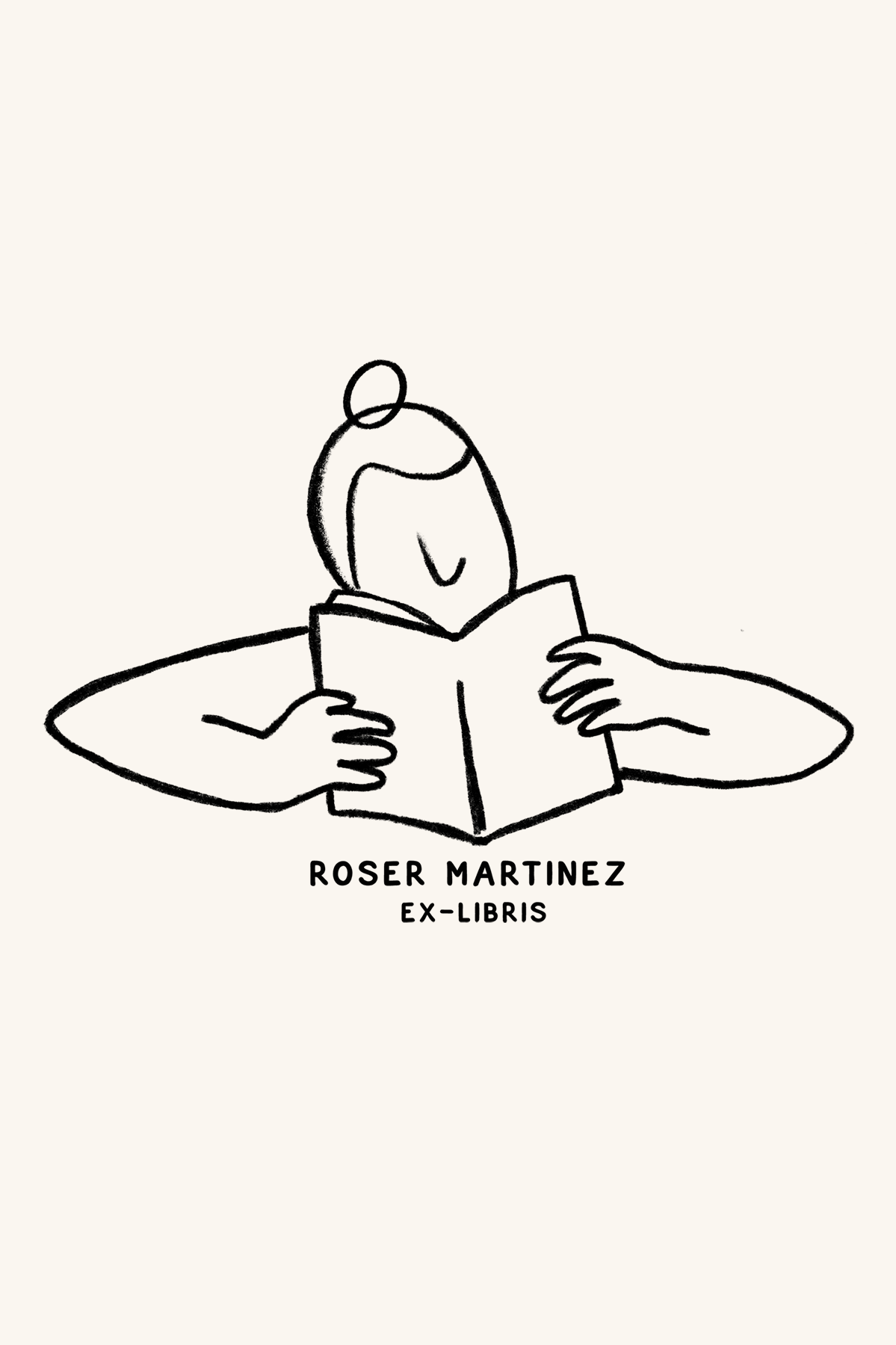 Bookplate stamp Female reader with open book | Les Tampons de Roser