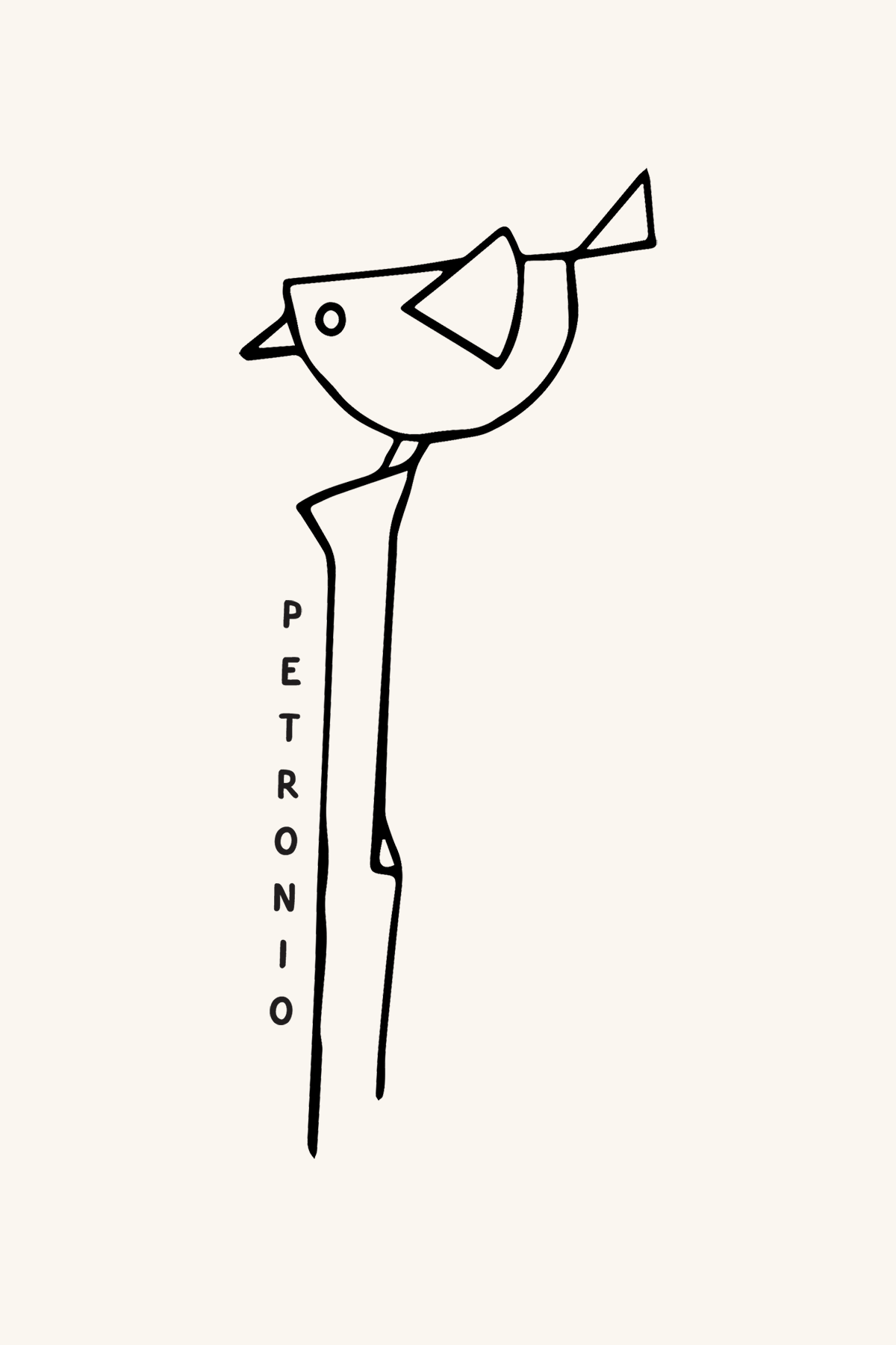 Dibujo de un pájaro encima de un palo