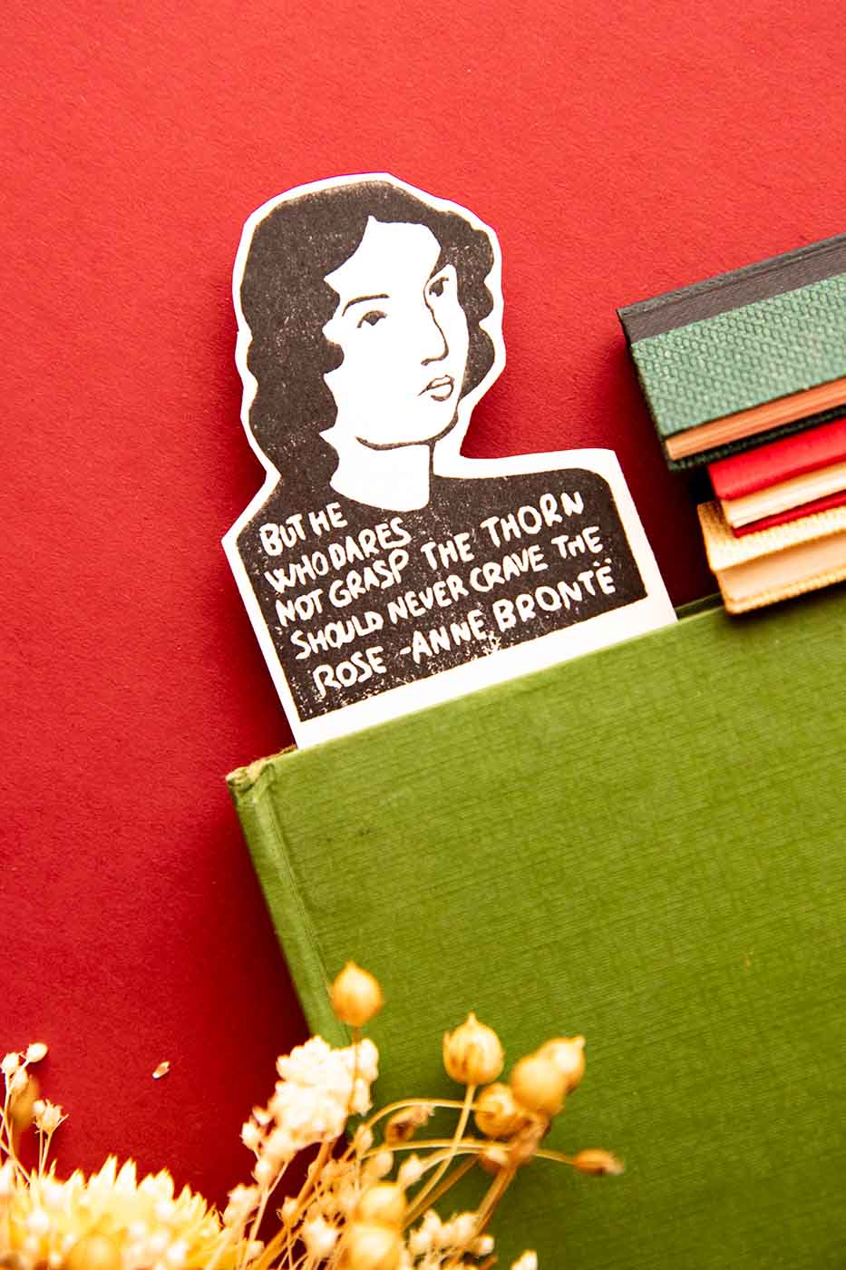 Marcapáginas Anne Brontë dentro de un libro
